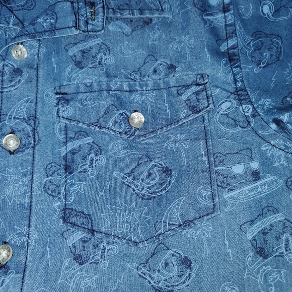 Lucky Brand Boys buttondown with bear pattern Medium - Picture 8 of 8